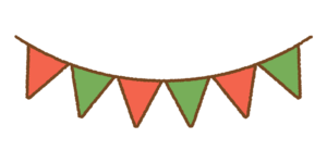 クリスマスカラーのガーランドのフリーイラスト Clip art of xmas-garland