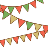 クリスマスカラーのガーランドのフリーイラスト Clip art of xmas-garland