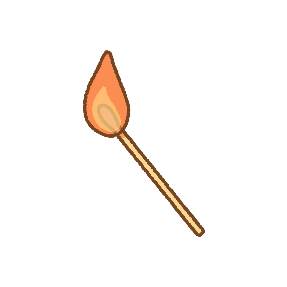 火をつけたマッチのフリーイラスト Clip art of match fire