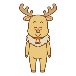 トナカイのキャラクターのフリーイラスト Clip art of reindeer-character
