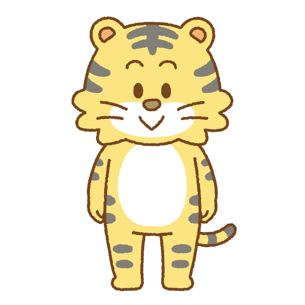 トラのキャラクターのフリーイラスト Clip art of tiger-chara stand