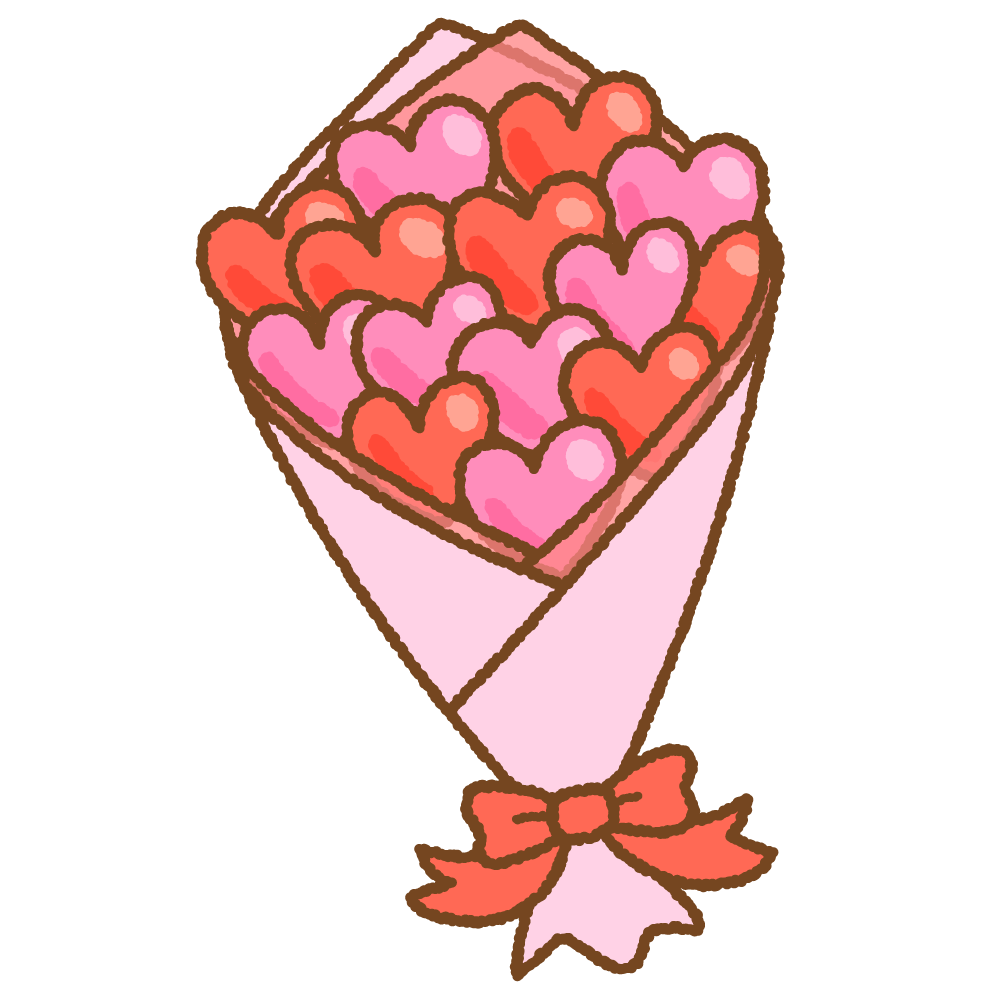 ハートの花束のフリーイラスト Clip art of heart-bouquet