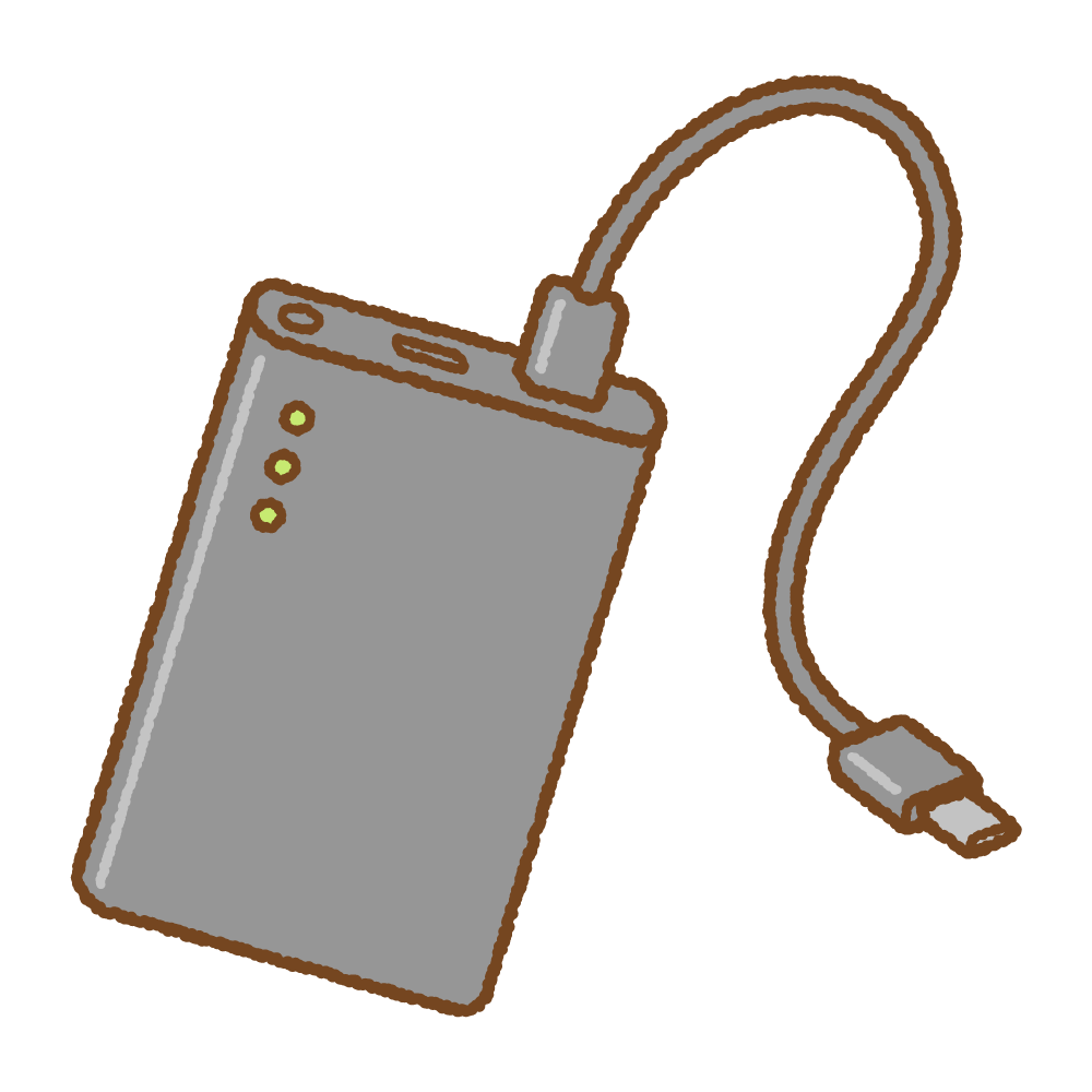 モバイルバッテリーのフリーイラスト Clip art of portable charger