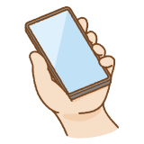 手に持ったベゼルレスのスマートフォンのフリーイラスト Clip art of bezel less smartphone