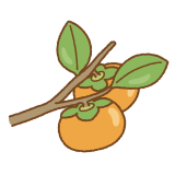 枝付きの柿のフリーイラスト Clip art of kaki-fruit branch