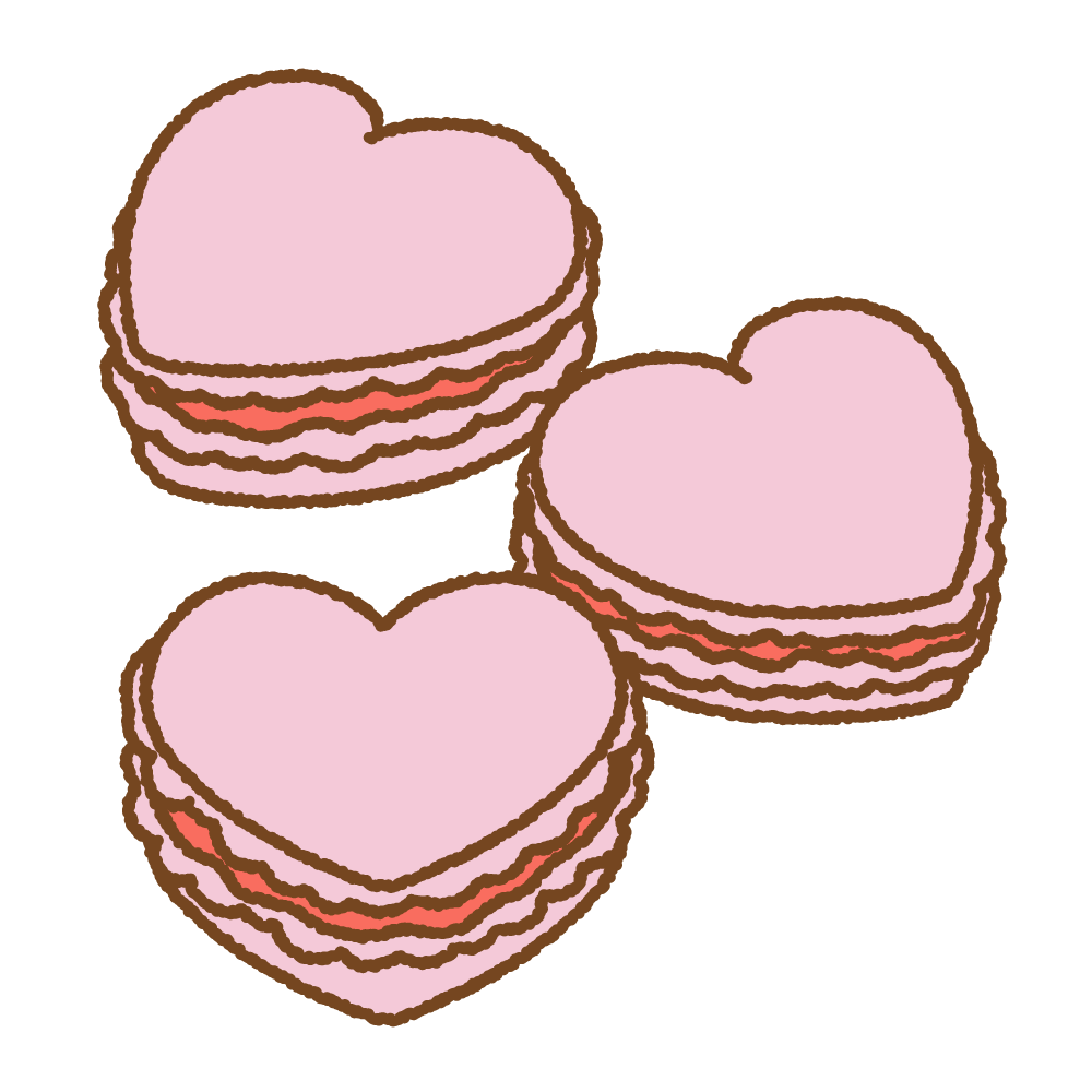 ハートのマカロンのフリーイラスト Clip art of heart-macaron