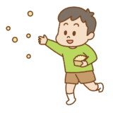 豆まきする子供のイラスト