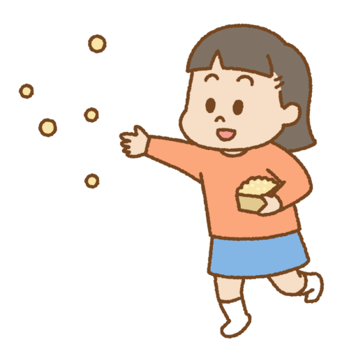 豆まきする子供のイラスト