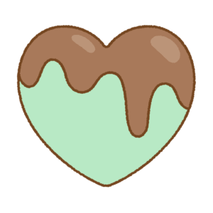 チョコがかかったハートのフリーイラスト Clip art of chocolate-heart