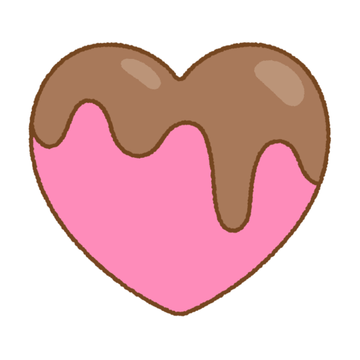 チョコがかかったハートのイラスト