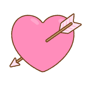 矢が刺さったハートのフリーイラスト Clip art of heart-arrow