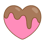 チョコがかかったハートのフリーイラスト Clip art of chocolate-heart