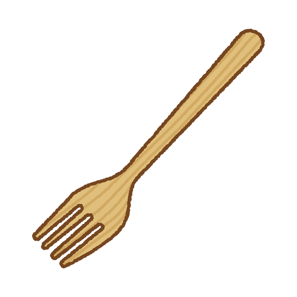 木のフォークのフリーイラスト Clip art of wooden fork