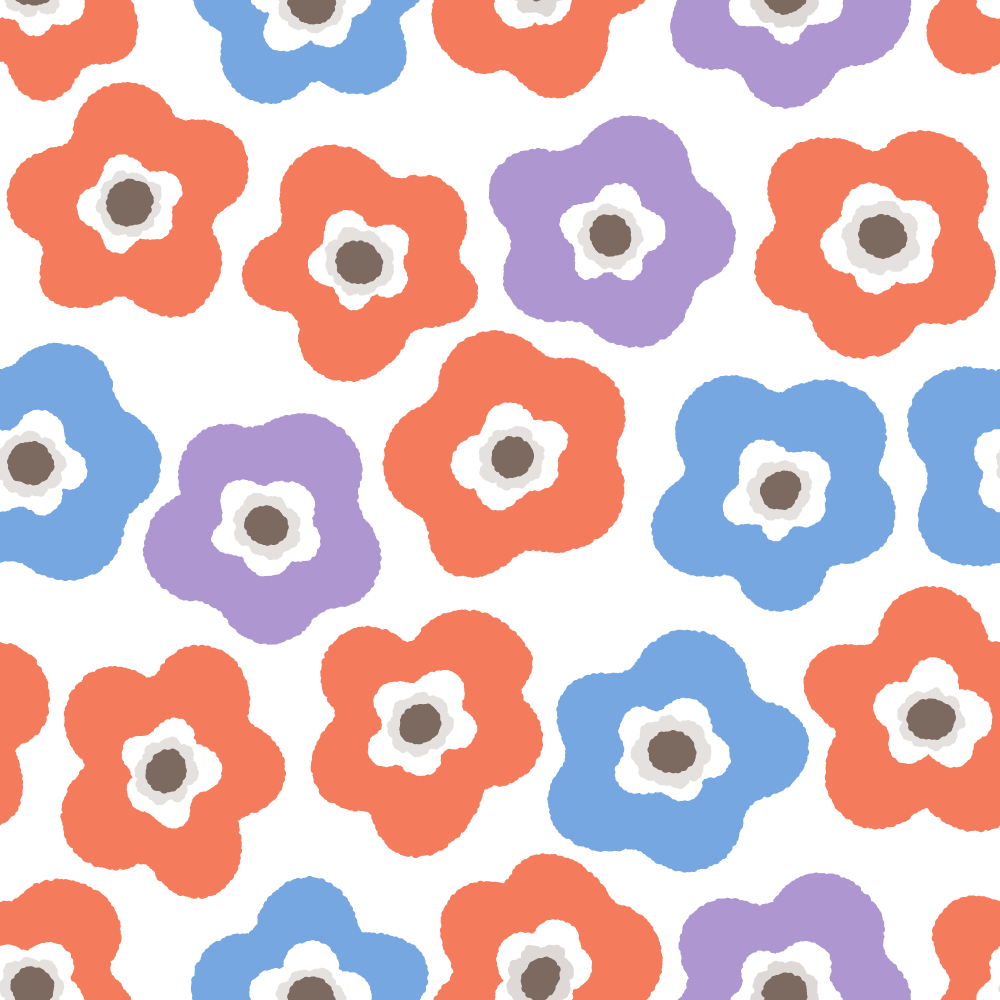 アネモネ柄のパターン素材のフリーイラスト Clip art of anemone pattern