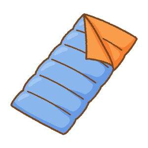 封筒型のシュラフのフリーイラスト Clip art of sleepng-bag