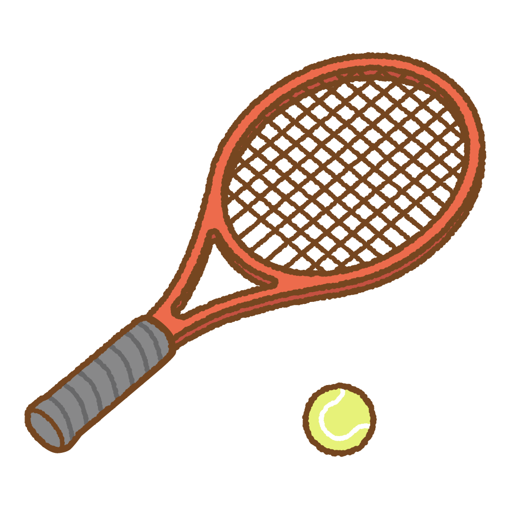 テニスラケットのフリーイラスト Clip art of tennis racket & ball