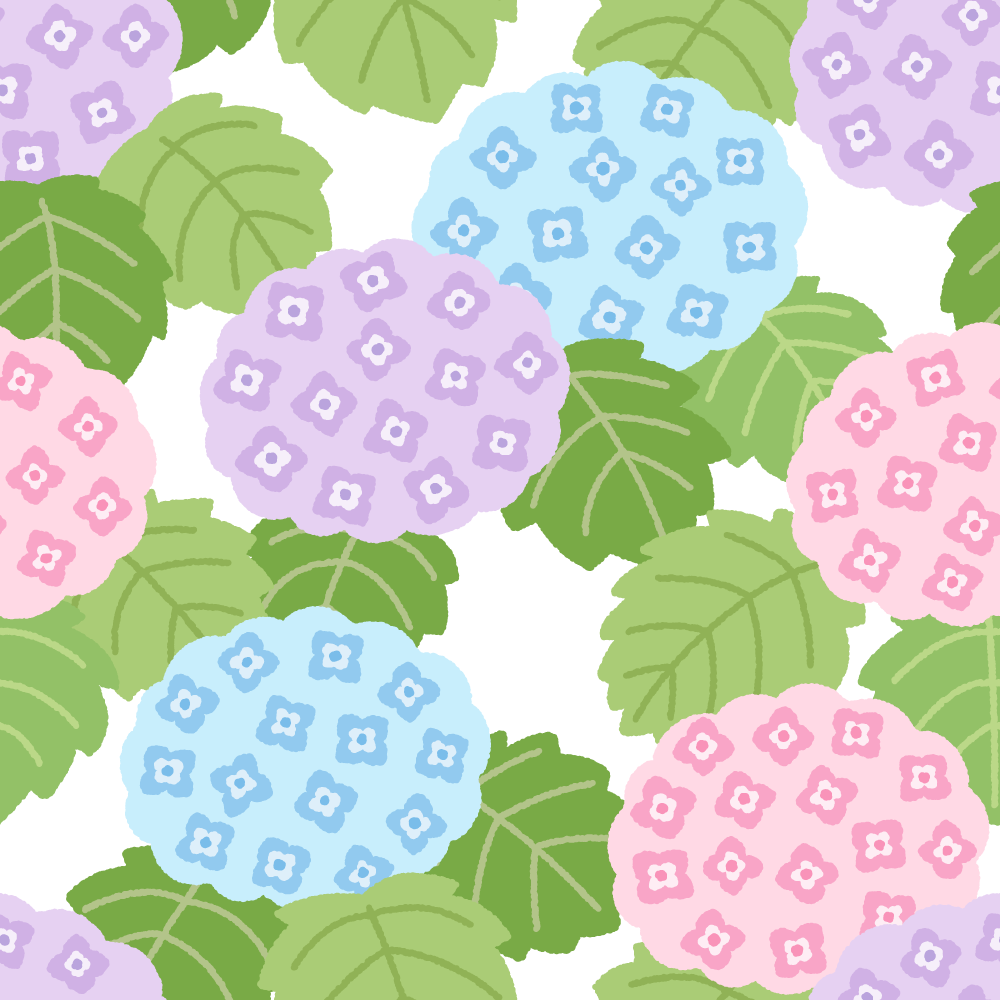 紫陽花のパターン素材のフリーイラスト Clip art of hydrangea pattern
