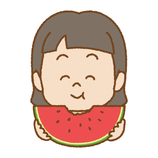 スイカを食べる子供のイラスト