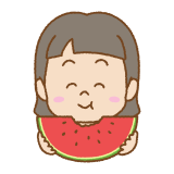 スイカを食べる子供のフリーイラスト Clip art of eat-watermelon kids