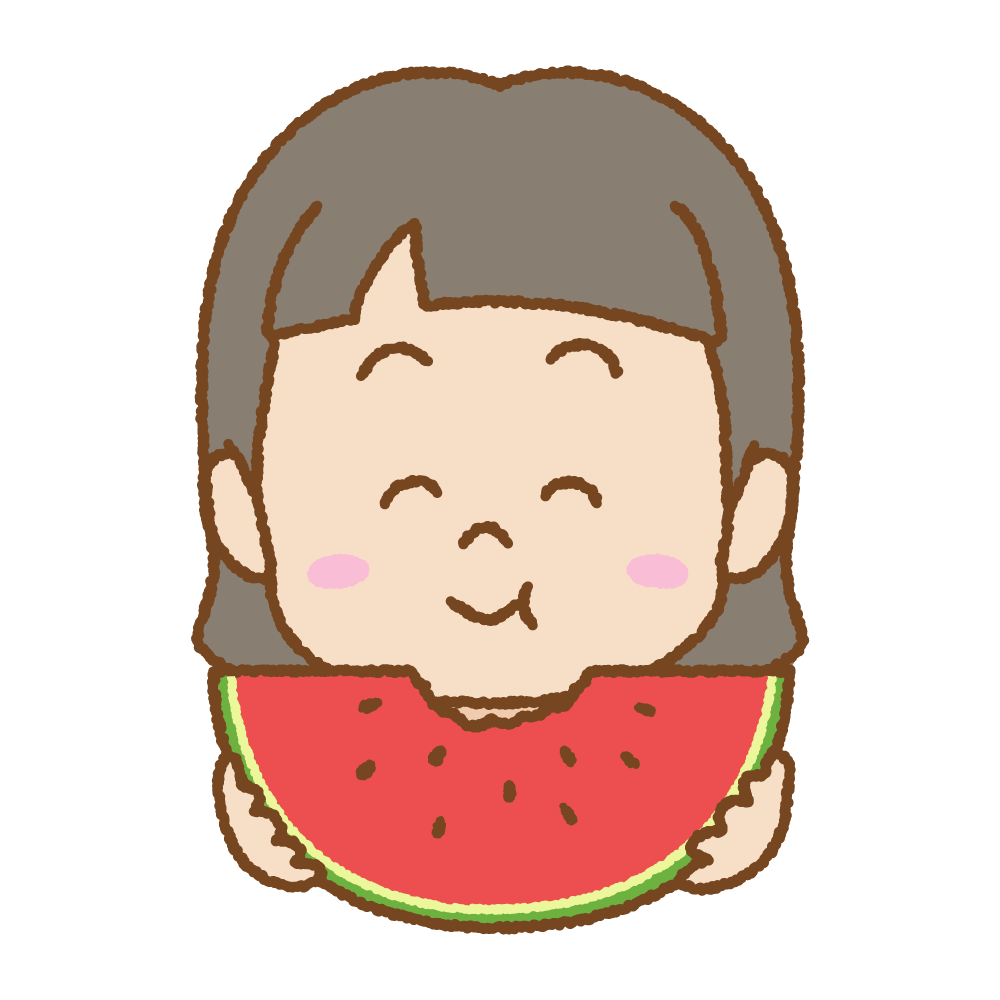 スイカを食べる子供のフリーイラスト Clip art of eat-watermelon kids