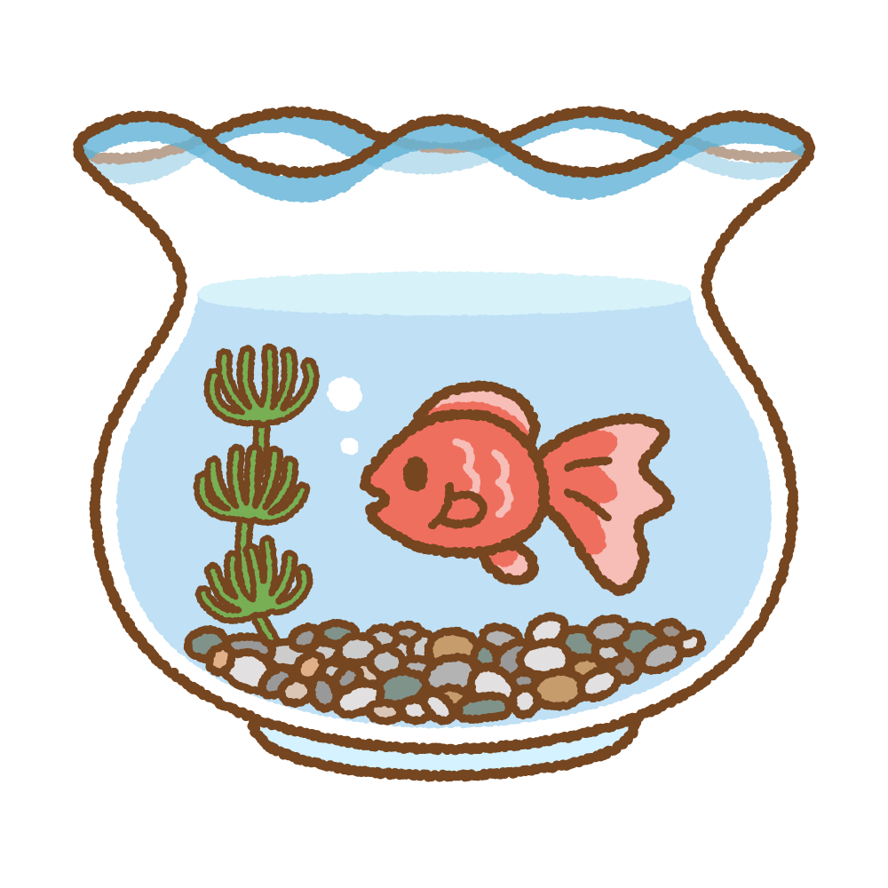 金魚鉢に入った金魚のフリーイラスト Clip art of kingyo-bachi
