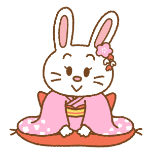 新年の挨拶をするウサギのフリーイラスト Clip art of usagi-shinnen-aisatsu