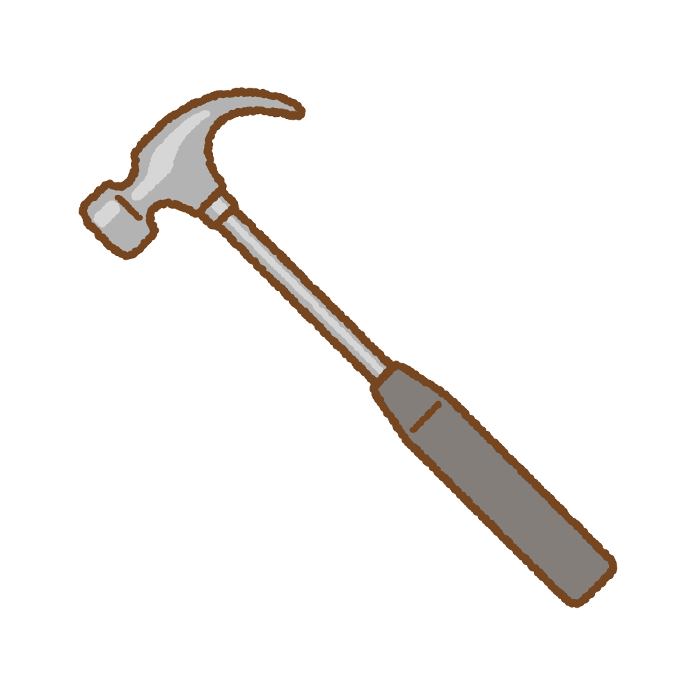 ネイルハンマーのフリーイラスト Clip art of claw-hammer