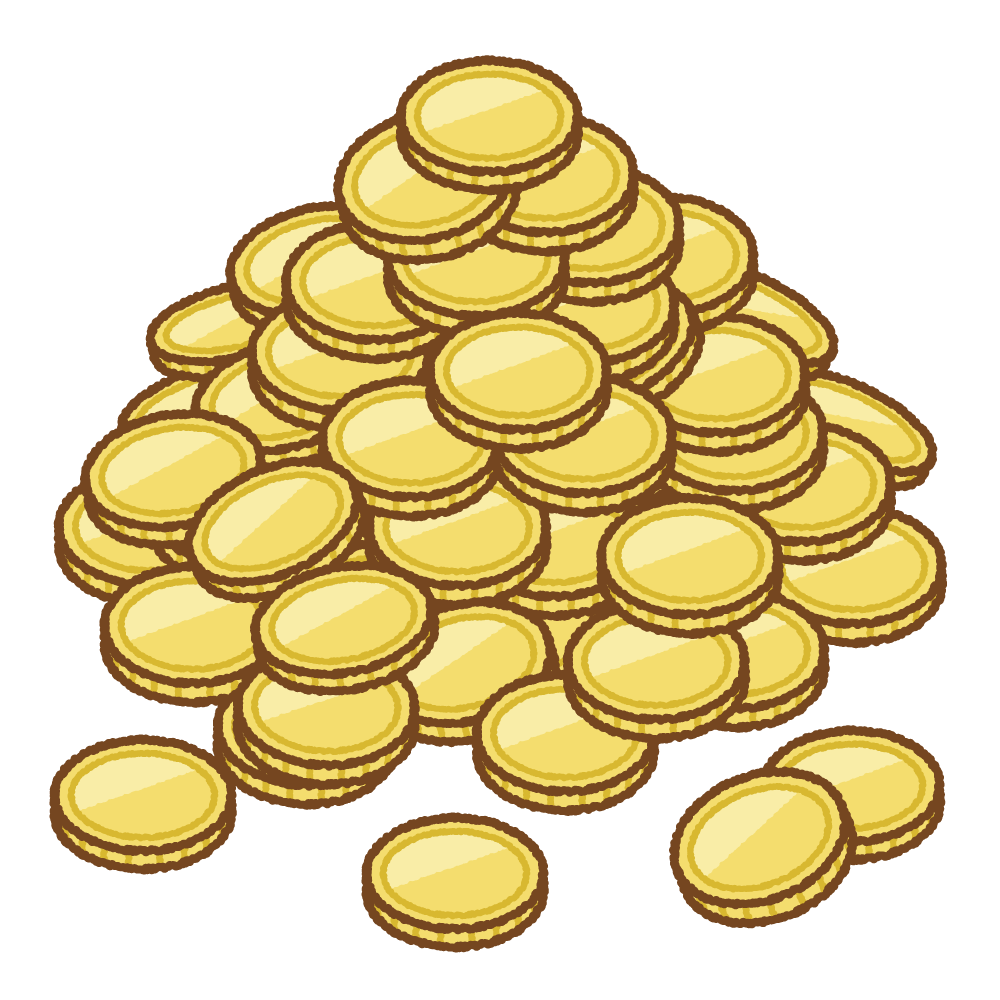 コインの山のフリーイラスト Clip art of coins pile