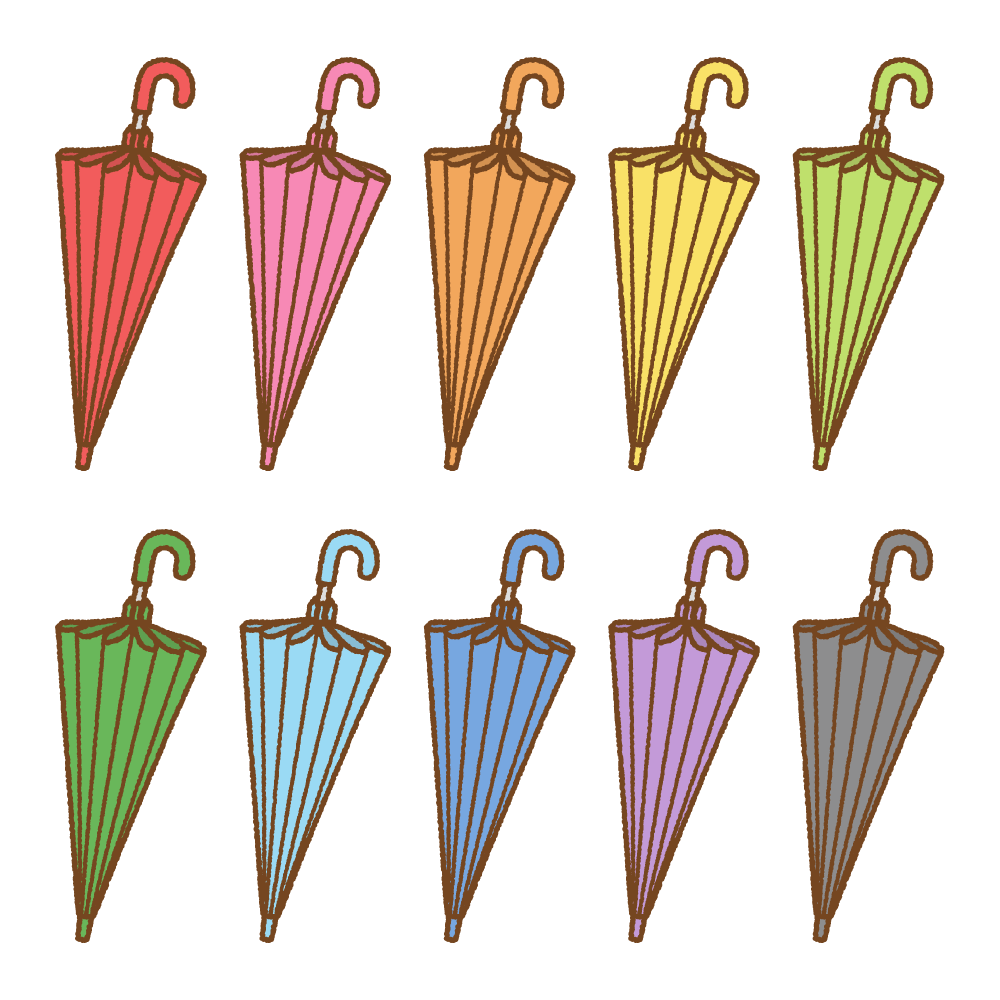 閉じた傘のフリーイラスト Clip art of closed umbrella