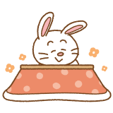 コタツに入るウサギのフリーイラスト Clip art of rabbit-kotatsu