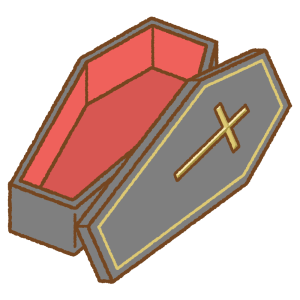 十字架のついた棺桶のフリーイラスト Clip art of coffin-with-cross