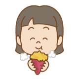 焼き芋を食べる子供のイラスト