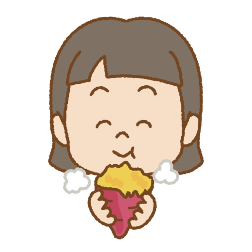 焼き芋を食べる子供のイラスト