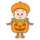 カボチャコスプレの子供のフリーイラスト Clip art of pumpkin-costume kid