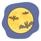 月とコウモリのフリーイラスト Clip art of moon & bats