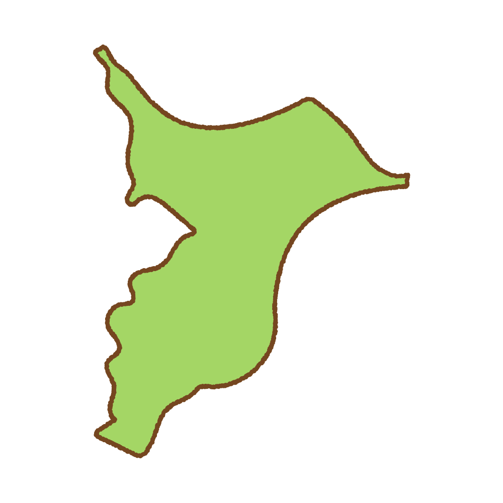 千葉県の地図のフリーイラスト Clip art of chiba-prefecture map