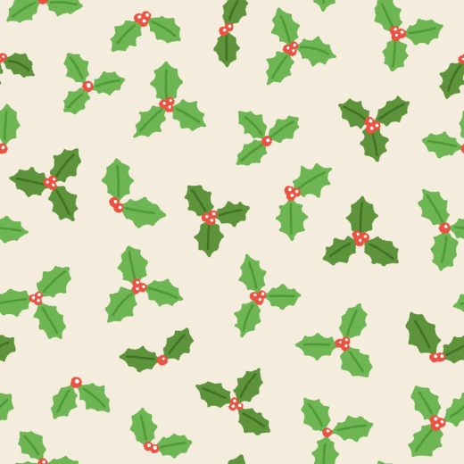クリスマスホーリーのパターン素材のイラスト