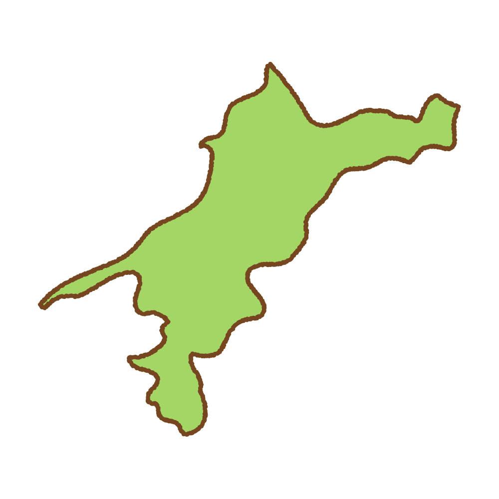 愛媛県の地図のフリーイラスト Clip art of ehime-prefecture map
