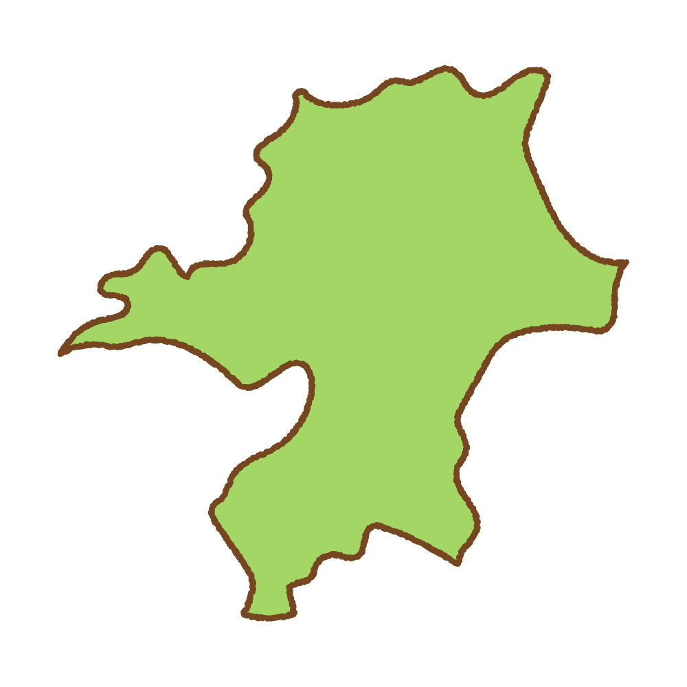 福岡県の地図のフリーイラスト Clip art of fukuoka-prefecture map
