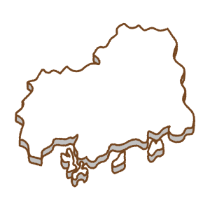 広島県の地図のフリーイラスト Clip art of hiroshima-prefecture map