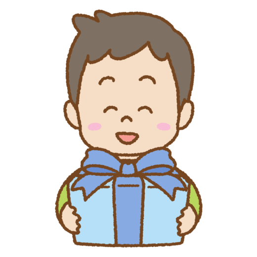 プレゼントを持った子供のイラスト