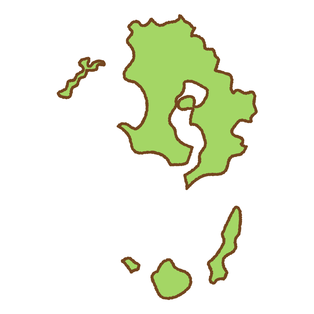 鹿児島県の地図のフリーイラスト Clip art of kagoshima-prefecture map
