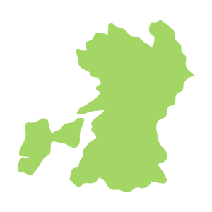 熊本県の地図のフリーイラスト Clip art of kumamoto-prefecture map