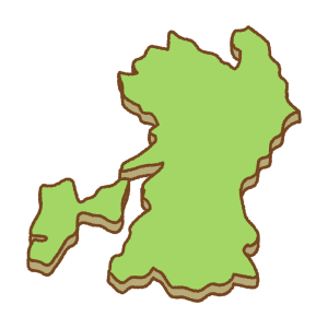 熊本県の地図のフリーイラスト Clip art of kumamoto-prefecture map