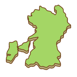 熊本県の地図のフリーイラスト Clip art of kumamoto-prefecture map
