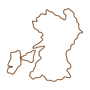 熊本県の地図のフリーイラスト Clip art of kumamoto-prefecture map