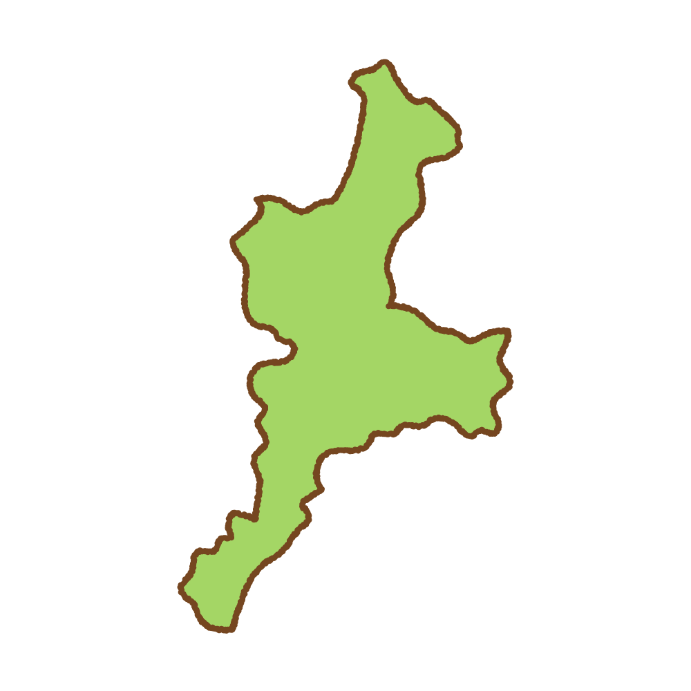 三重県の地図のフリーイラスト Clip art of mie-prefecture map