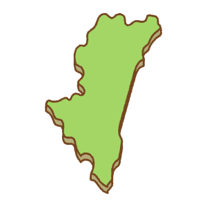 宮崎県の地図のフリーイラスト Clip art of miyazaki-prefecture map