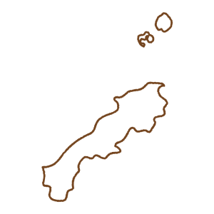 島根県の地図のフリーイラスト Clip art of shimane-prefecture map