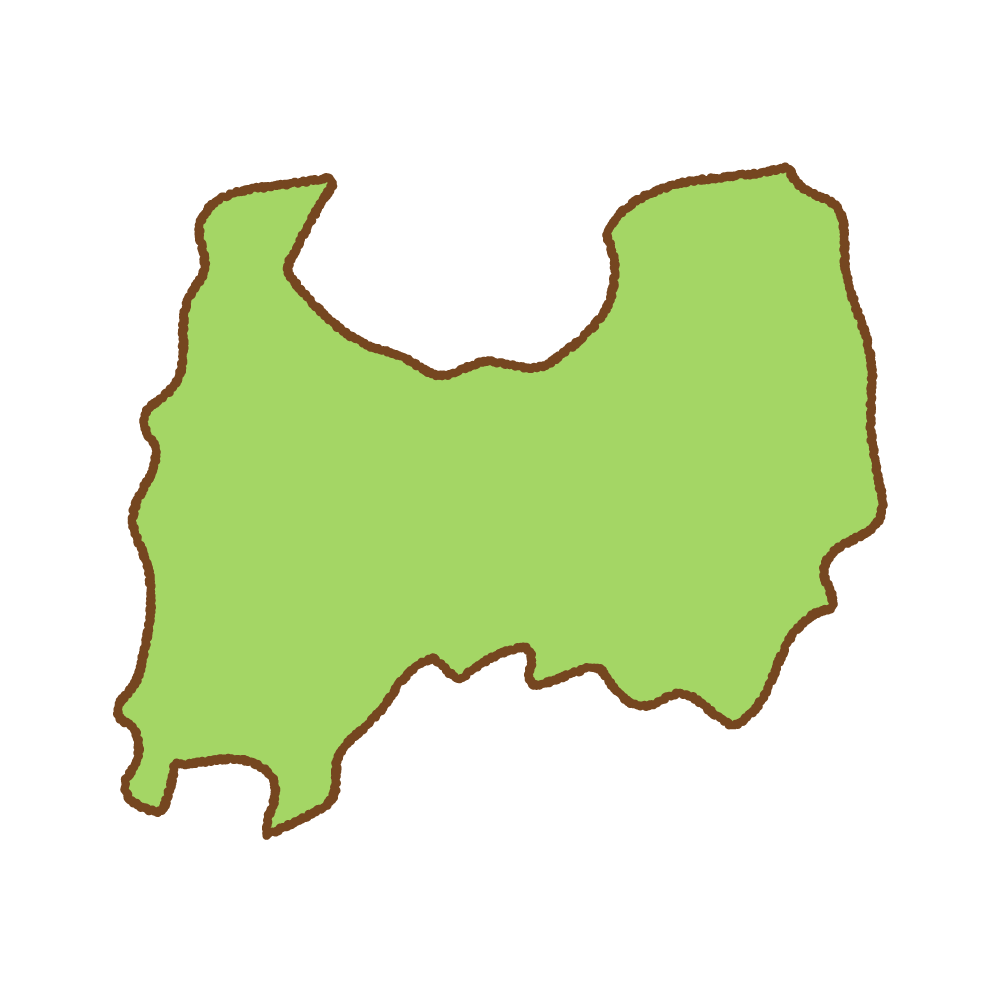 富山県の地図のフリーイラスト Clip art of toyama-prefecture map